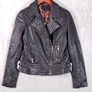 Durango Charcoal Leather Jacket with Stud Accents